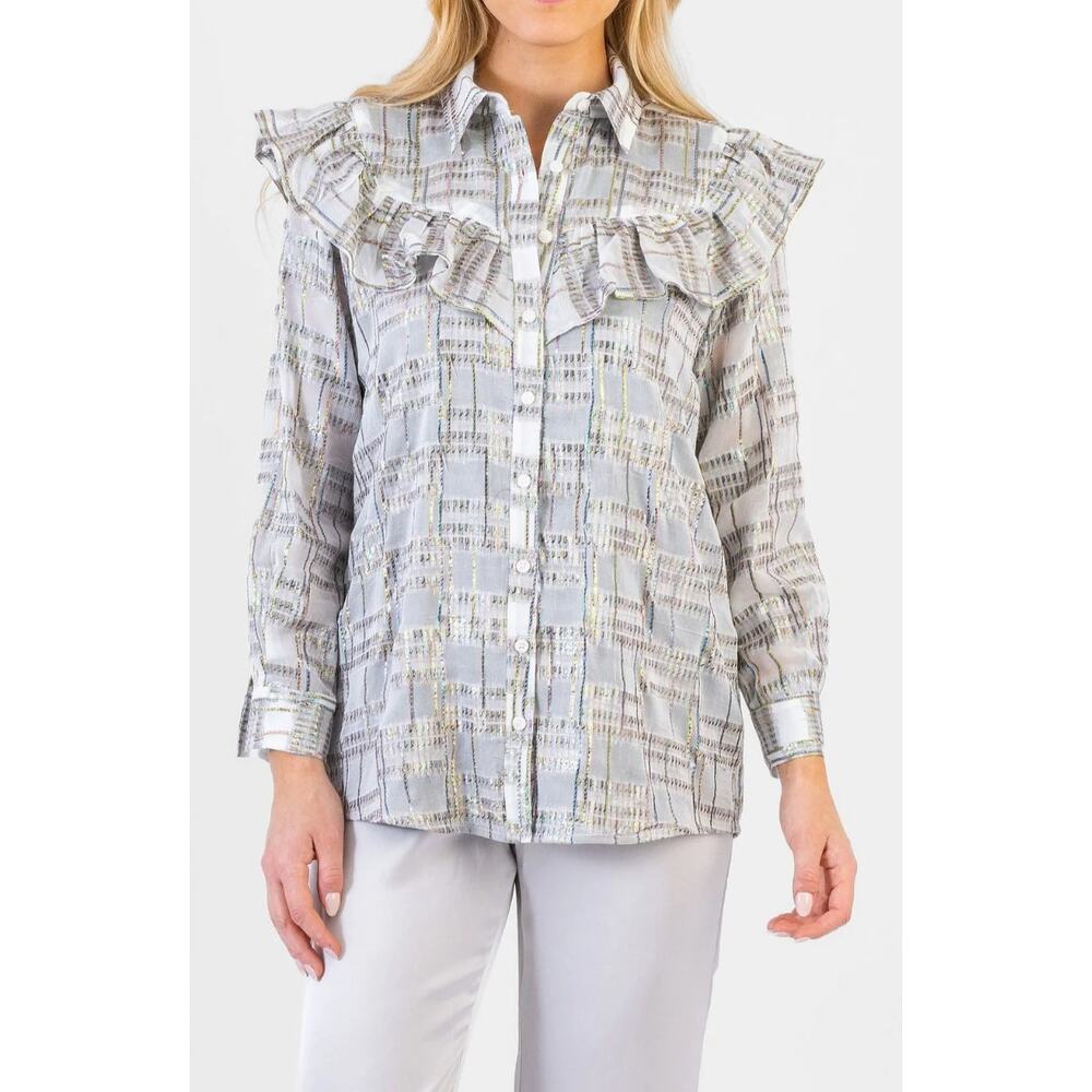 KOCH Gus Kaleidoscope Metallic Ruffle Blouse S